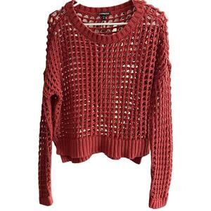 Express Burt Orange Open Knit sweater Size XS